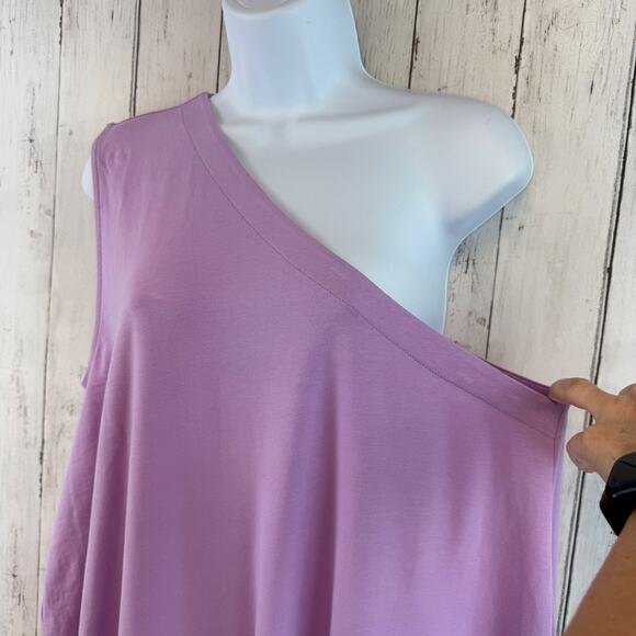 Universal Standard Lilac Geneva Dress Stretch Pima One-Shoulder Medium 18/20 - Picture 4 of 16